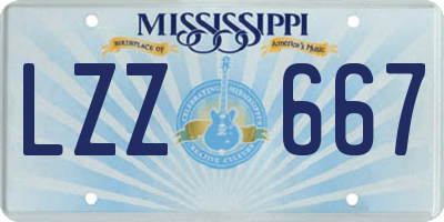 MS license plate LZZ667