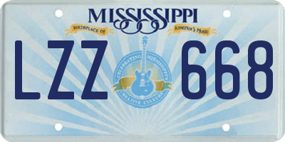 MS license plate LZZ668