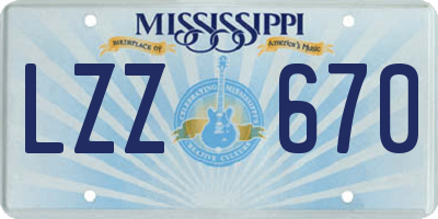 MS license plate LZZ670