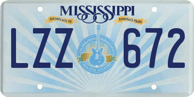 MS license plate LZZ672
