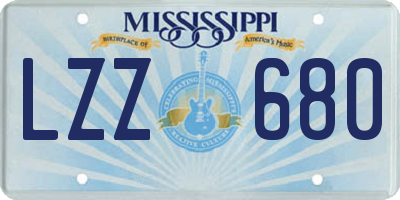 MS license plate LZZ680