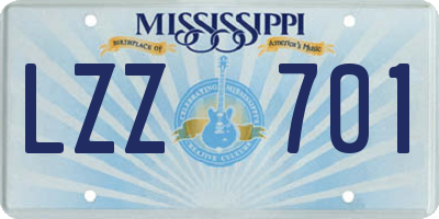 MS license plate LZZ701