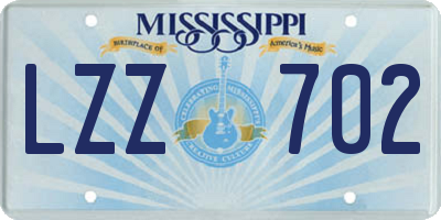 MS license plate LZZ702