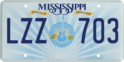 MS license plate LZZ703