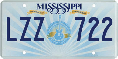 MS license plate LZZ722