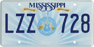 MS license plate LZZ728