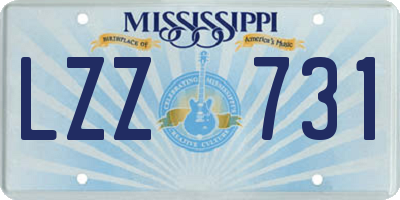 MS license plate LZZ731