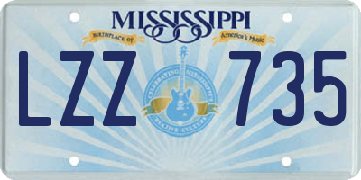 MS license plate LZZ735
