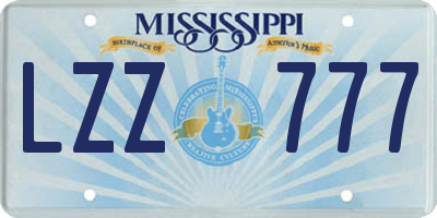 MS license plate LZZ777