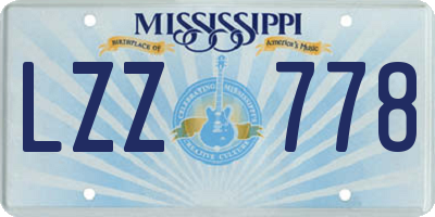 MS license plate LZZ778