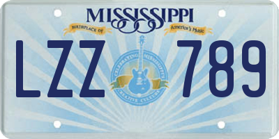 MS license plate LZZ789