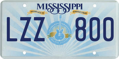 MS license plate LZZ800