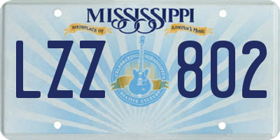 MS license plate LZZ802