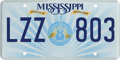 MS license plate LZZ803