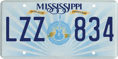 MS license plate LZZ834
