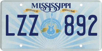 MS license plate LZZ892
