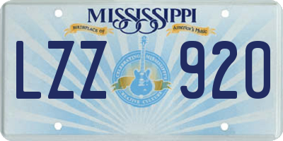 MS license plate LZZ920
