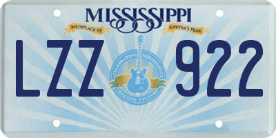 MS license plate LZZ922