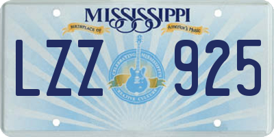 MS license plate LZZ925