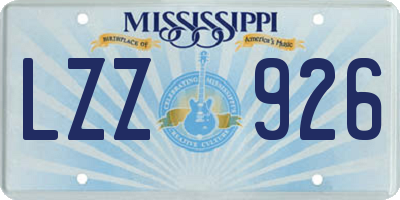 MS license plate LZZ926
