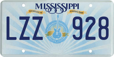 MS license plate LZZ928