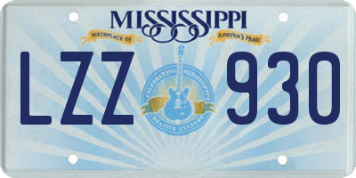 MS license plate LZZ930