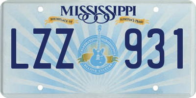 MS license plate LZZ931