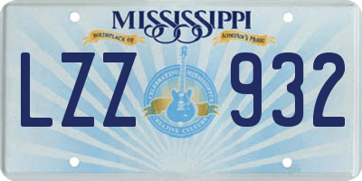 MS license plate LZZ932