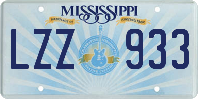 MS license plate LZZ933