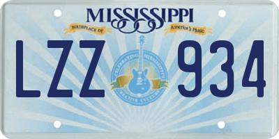 MS license plate LZZ934