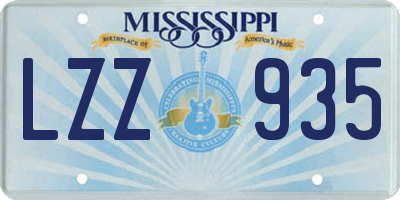 MS license plate LZZ935
