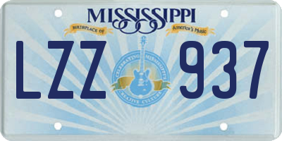 MS license plate LZZ937