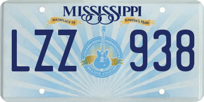 MS license plate LZZ938