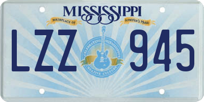 MS license plate LZZ945