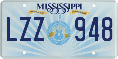MS license plate LZZ948