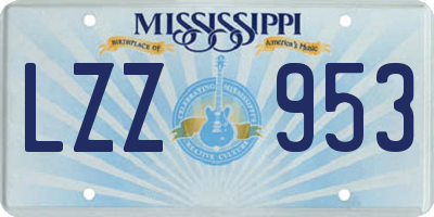 MS license plate LZZ953