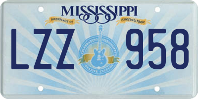 MS license plate LZZ958