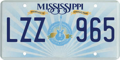 MS license plate LZZ965