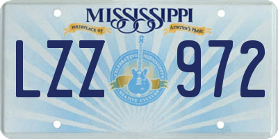 MS license plate LZZ972