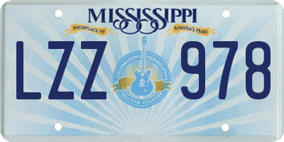 MS license plate LZZ978