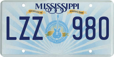 MS license plate LZZ980