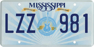 MS license plate LZZ981