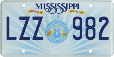 MS license plate LZZ982