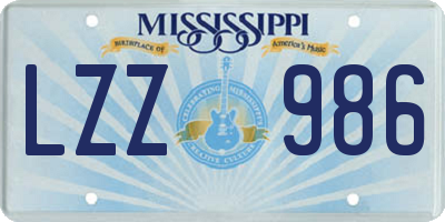 MS license plate LZZ986