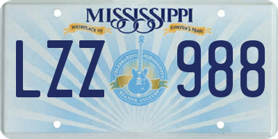MS license plate LZZ988
