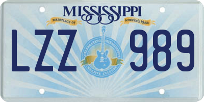 MS license plate LZZ989