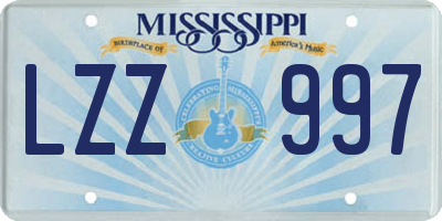 MS license plate LZZ997