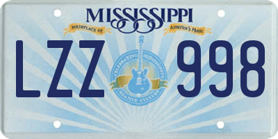MS license plate LZZ998