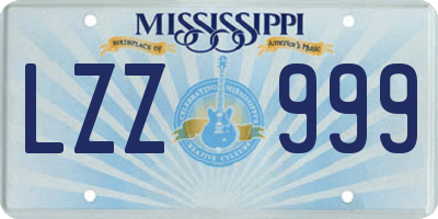 MS license plate LZZ999