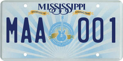 MS license plate MAA001